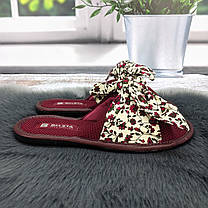 Тапочки жіночі домашні Белста бордові з відкритим носком та великим бантом 4869, фото 5