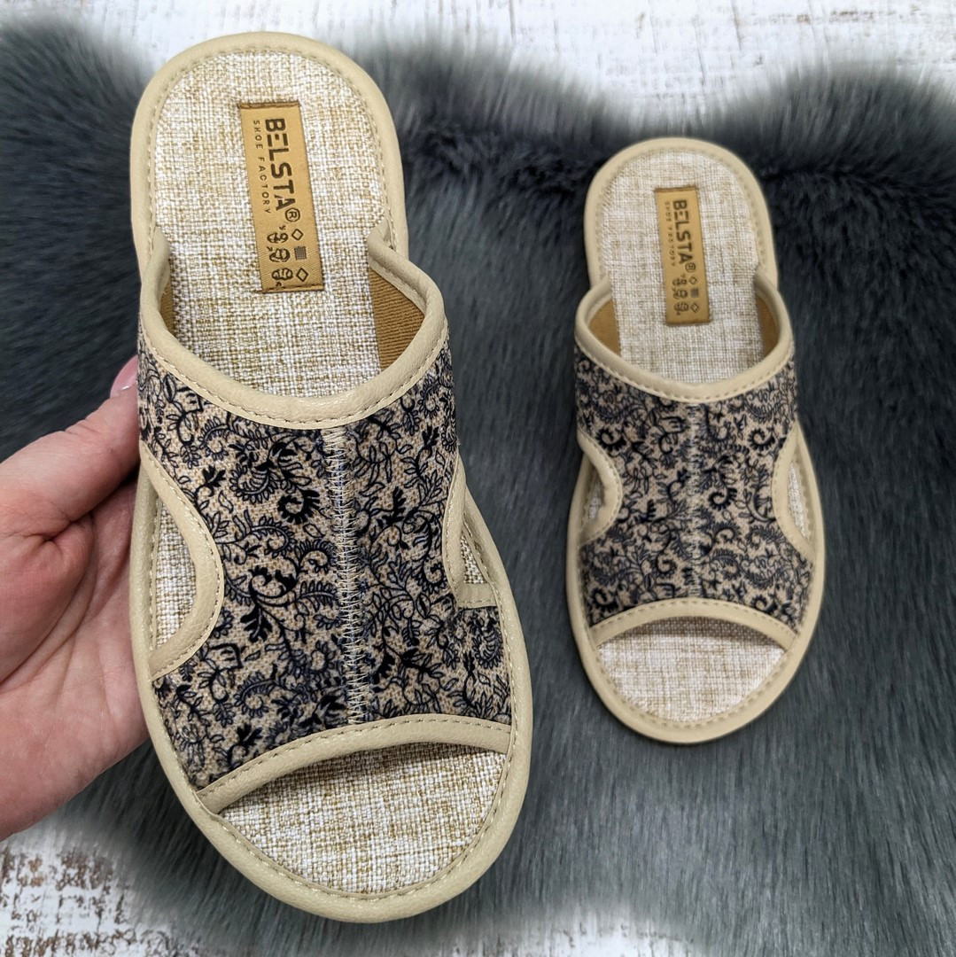 Тапочки жіночі Белста бежеві з відкритим носком 4870