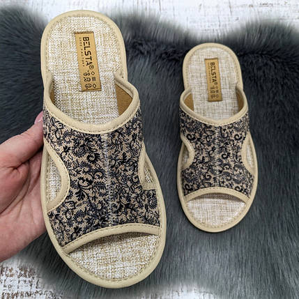 Тапочки жіночі Белста бежеві з відкритим носком 4870, фото 1