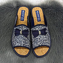Тапочки жіночі Белста сині з відкритим носком на пробковій устілці 4871, фото 2