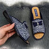 Тапочки жіночі Белста сині з відкритим носком на пробковій устілці 4871, фото 3