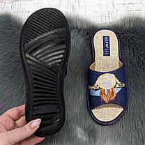 Тапочки жіночі Белста сині з бежевою устілкою відкритий носок 4873, фото 4