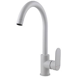 Змішувач для кухні латунний з поворотним U-подібним виливом TOPAZ BARTS TB 07403-H36-W Білий