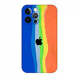 Силіконовий чохол для iPhone 13 Pro Max - Rainbow, Різнокольоровий / Синій, фото 2