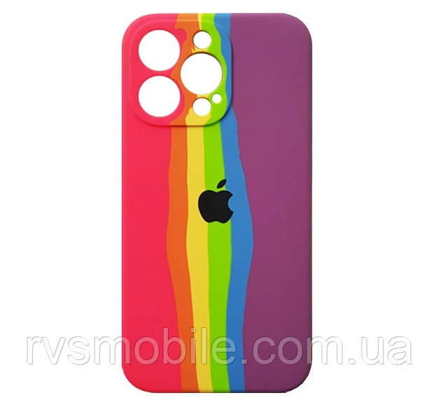 Силіконовий чохол для iPhone 13 Pro - Rainbow, Різнокольоровий / Рожевий, фото 1