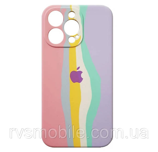 Силіконовий чохол для iPhone 13 Pro - Rainbow, Різнокольоровий / Ніжно-рожевий, фото 1