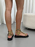 Босоніжки жіночі шкіряні леопардові на низькому ходу, фото 4