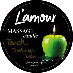 Массажная свеча L'amour Juicy Green Apple с ароматом зеленого яблока, 30 мл