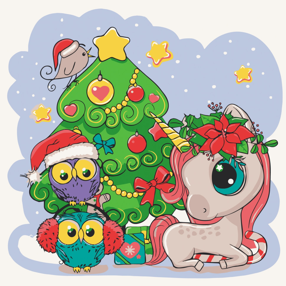 Розпис на полотні "Єдиноріжка з друзями" Art Craft 15553-AC 30х30 см, фото 1