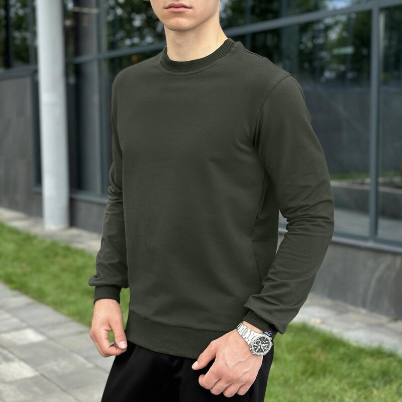 Світшот бавовняний Pobedov 001. Колір: світлий хакі
