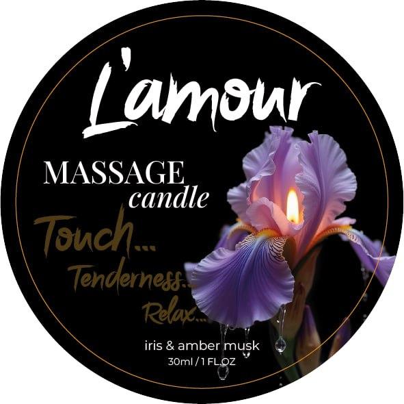 Масажна свічка L'amour Iris and Amber Musk з ароматом ірису та бурштинового мускусу, 30 мл Bomba💣, фото 1