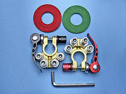 KLS-E2 Клеми АКБ швидкознімні (легкоснімні) з латунним покриттям, 2 шт.