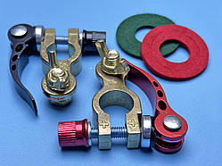 KLS-E1 Клеми АКБ швидкознімні (легкоснімні) 12-24V з латунним покриттям, 2 шт.