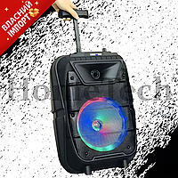 Музична колонка Bluetooth з мікрофоном 1000Вт на колесах, портативная акустика чемодан с подсветкой и USB