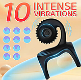 Віброкільце для продовження сексу, Ерекційне кільце з вібрацією для клітора, Силіконове кільце для пеніса, Інт, фото 8