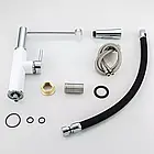 Змішувач для кухні Frap F4452-8 з гнучким виливом, 2 режими, біло/чорний, фото 6