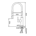 Змішувач для кухні Frap F4452-8 з гнучким виливом, 2 режими, біло/чорний, фото 7