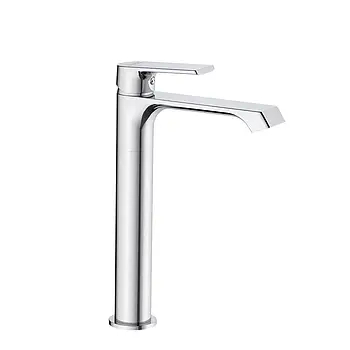 Високий змішувач для накладного умивальника Frap F1071-2 колір хром кріплення гайка