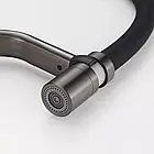 Змішувач для кухні F4497-9 матовий графіт (Gungrey-збройова сталь) з гнучким знімним виливом, фото 4