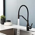 Змішувач для кухні F4497-6 одноважільний колір матовий чорний із гнучким знімним виливом, фото 2