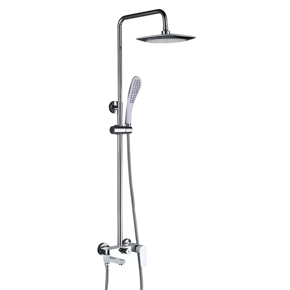 Душова система GAPPO G2448, вилив - перемикач на лійку, білий/хром, фото 1