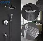 Душова система з тропічним душем прихованого монтажу Gappo G7148-8 на три споживача білий хром, фото 2