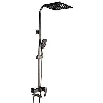 Душова система з тропічним, ручним душем і змішувачем силієм GAPPO G2407-9 колір матовий графіт квадратна