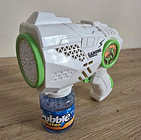 Пістолет автоматичний з мильними бульбашками зелений з підсвічуванням та мильним розчином 16*15,5*6 см (YH358-1), фото 3
