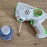 Пістолет автоматичний з мильними бульбашками зелений з підсвічуванням та мильним розчином 16*15,5*6 см (YH358-1), фото 5