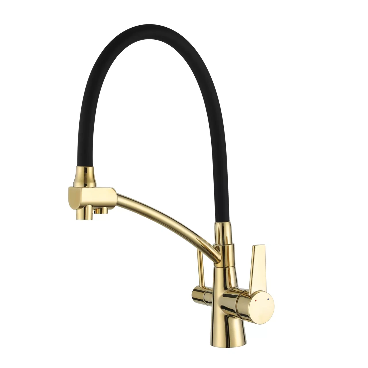 G4398-13 кухня під осмос одноваж. вис. силікон. вилив лат. шпилька Ø35 (золото/чорн.) {8/1}, фото 1