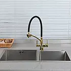 G4398-13 кухня під осмос одноваж. вис. силікон. вилив лат. шпилька Ø35 (золото/чорн.) {8/1}, фото 2