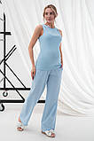 Зручні штани для вагітних блакитні з жатим ефектом з поясом під животик S, фото 2