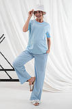Зручні штани для вагітних блакитні з жатим ефектом з поясом під животик S, фото 3