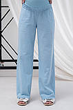 Зручні штани для вагітних блакитні з жатим ефектом з поясом під животик S, фото 4