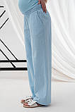 Зручні штани для вагітних блакитні з жатим ефектом з поясом під животик S, фото 5