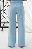 Зручні штани для вагітних блакитні з жатим ефектом з поясом під животик S, фото 7