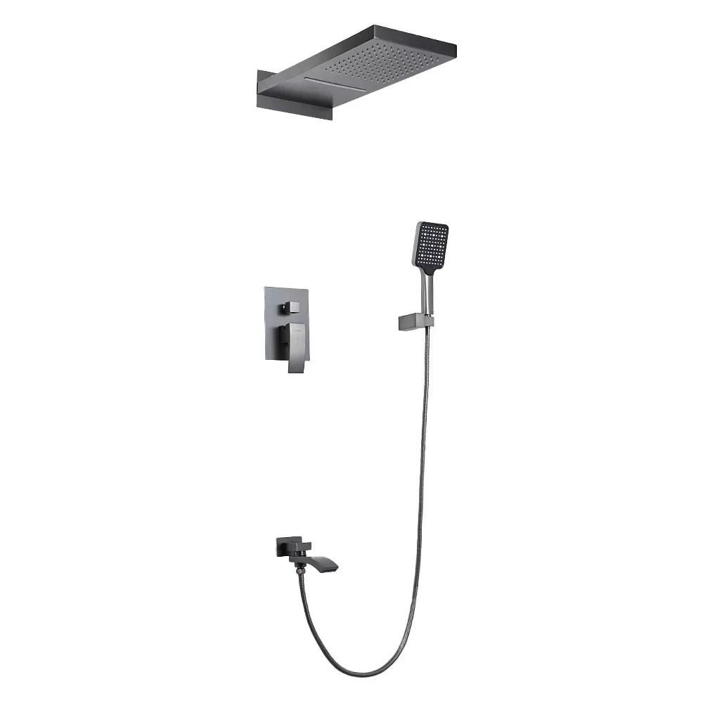 Душова система прихованого монтажу з тропічним душем GAPPO G7107-79 колір матовий графіт (збройова сталь), фото 1