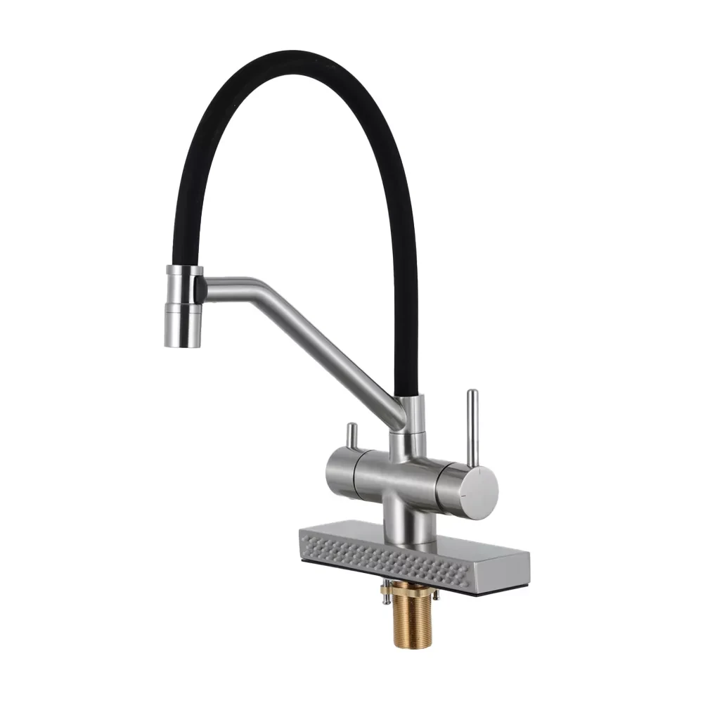 G4098-5 кухня одноваг. вис. вилив + ВОДОСПАД латунь гайка карт.90 Ø35 (сатин) 35484стал48/1ultren, фото 1