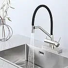 G4098-5 кухня одноваг. вис. вилив + ВОДОСПАД латунь гайка карт.90 Ø35 (сатин) 35484стал48/1ultren, фото 2