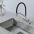 G4098-5 кухня одноваг. вис. вилив + ВОДОСПАД латунь гайка карт.90 Ø35 (сатин) 35484стал48/1ultren, фото 3