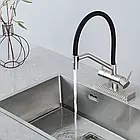 G4098-5 кухня одноваг. вис. вилив + ВОДОСПАД латунь гайка карт.90 Ø35 (сатин) 35484стал48/1ultren, фото 4