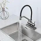 Змішувач для кухні Gappo G4098-9 з водоспадом і гнучким виливом колір графіт збройова сталь матовий, фото 2