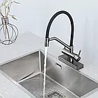 Змішувач для кухні Gappo G4098-9 з водоспадом і гнучким виливом колір графіт збройова сталь матовий, фото 4