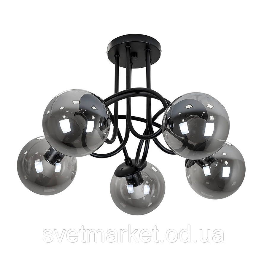 Сучасна стельова люстра 7529910-5 BK+BK, фото 1