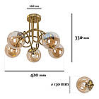 Бронзова стельова люстра з плафонами 7529910-5 BRZ+BR, фото 2