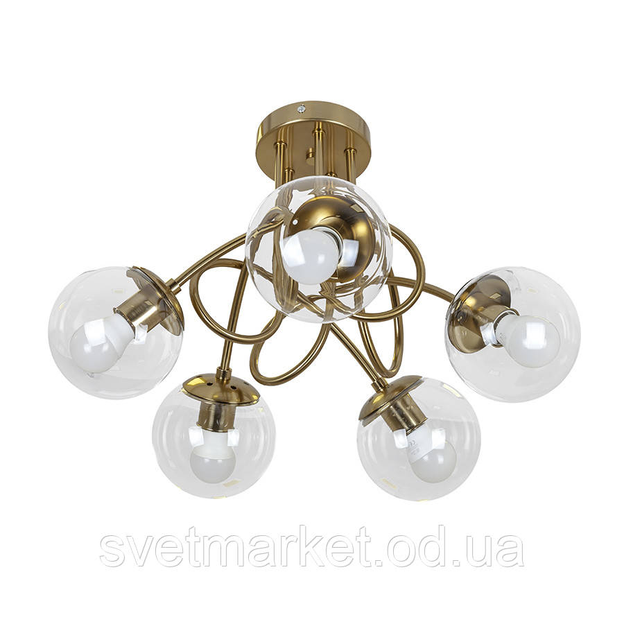 Бронзова стельова люстра 7529910-5 BRZ+CL, фото 1
