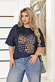 Стильна жіноча футболка тай-дай з принтом