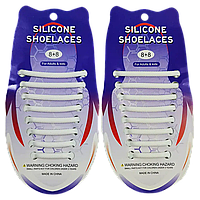 Шнурки силіконові круглі білі, антишнурки для швидкого взування 16 шт.