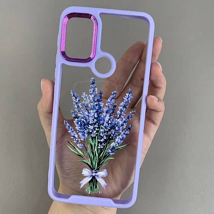 Чохол для Motorola G10 прозорий чохол з принтом лаванди з бузковою рамкою на телефон моторола г10 q07h, фото 1
