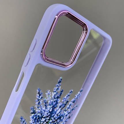 Чохол для Motorola G32 прозорий чохол з принтом лаванди з бузковою рамкою на телефон моторола г32 q07h, фото 2